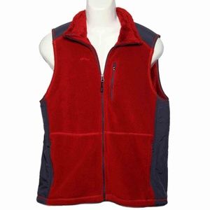 Orvis Fleece Vest Red Gray Men's Size Medium